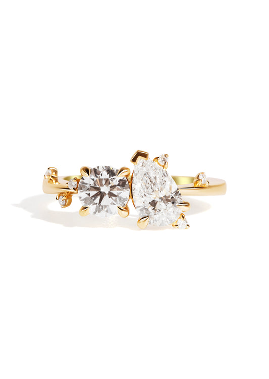 The Toi Et Moi Ring with 1.55ct Round Cultured Diamond & 1.55ct Pear Cultured Diamond