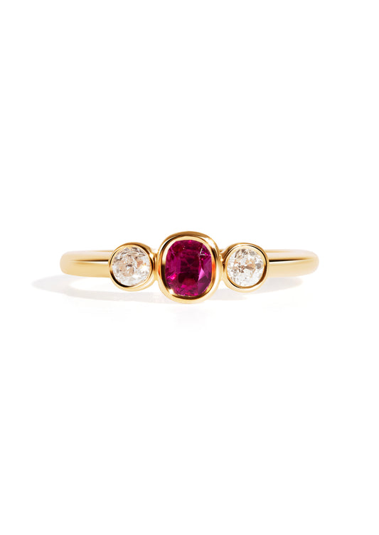 The Beatrice Ring with 0.34ct Ruby & 0.60ct Cultured Diamond