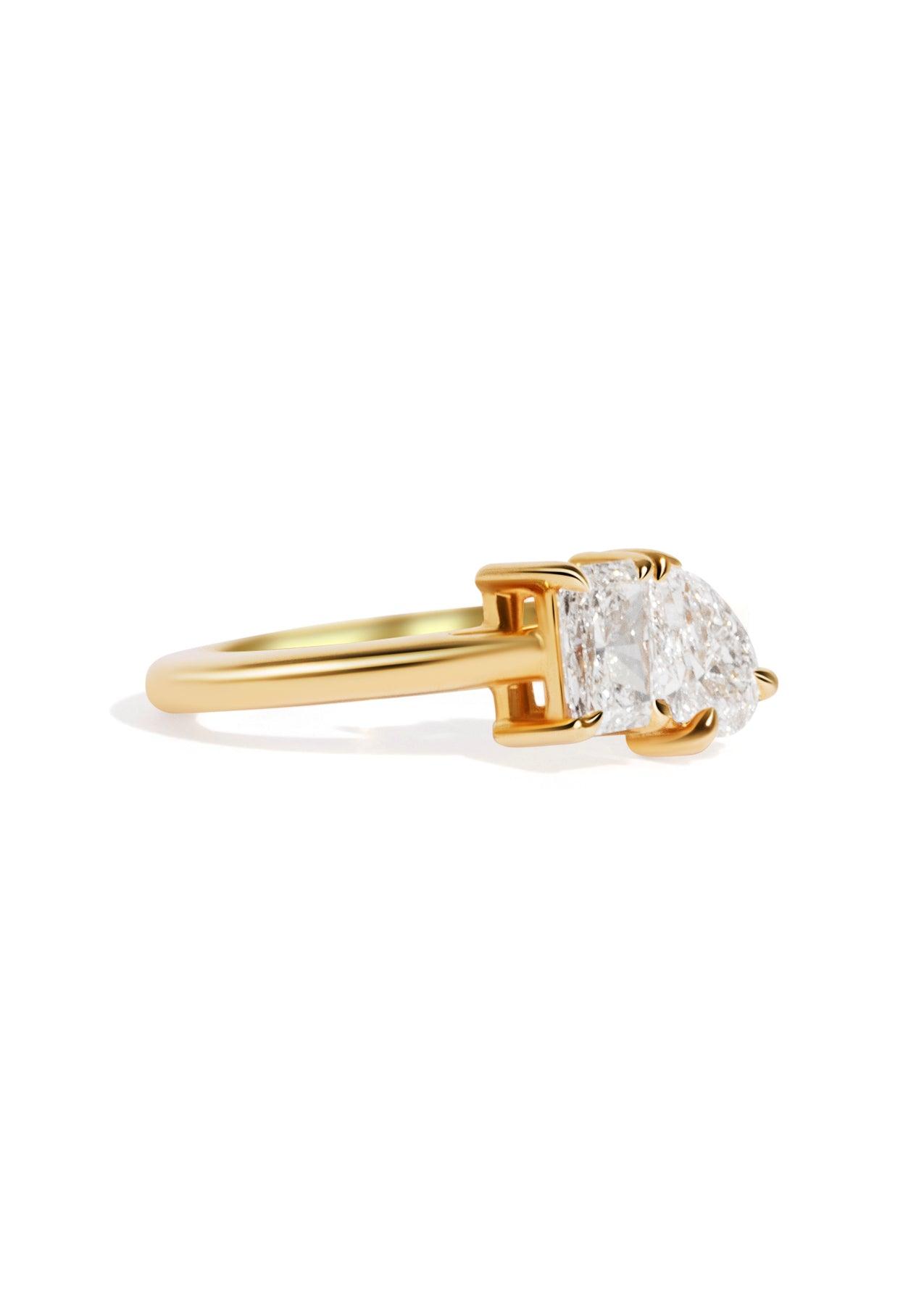 The Toi Et Moi 0.5ct Radiant and 0.5ct Pear Cultured Diamond Ring - Molten Store