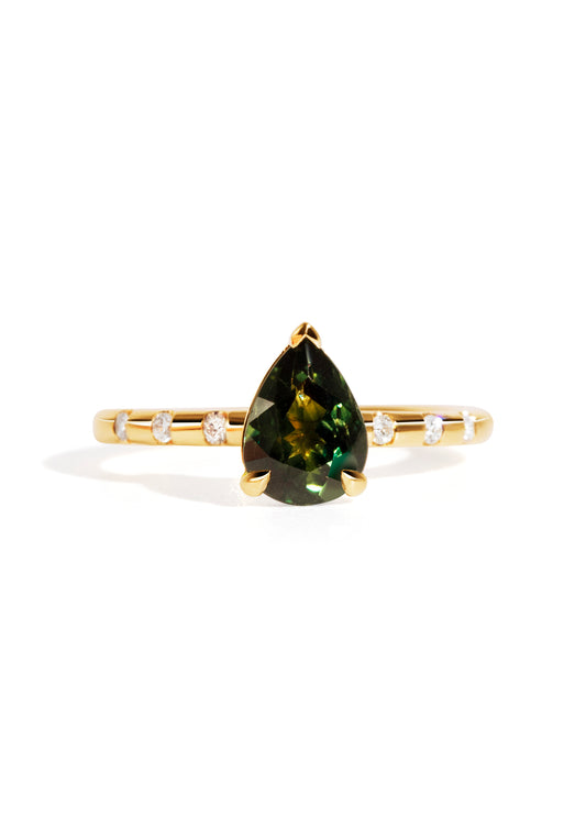 The Constance Ring with 1.57ct Pear Green Sapphire
