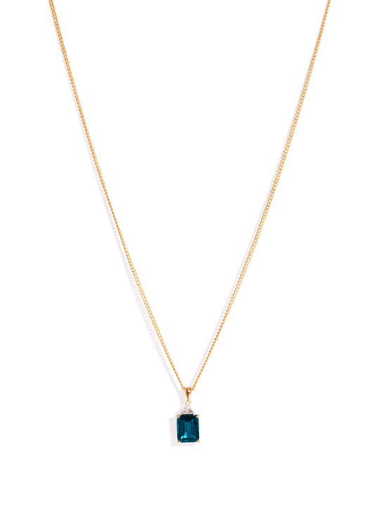 The Painter Yellow Gold Necklace with 3.83ct Emerald London Blue Topaz