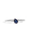 The Toi Et Moi Ring with 0.05ct Round Cultured Diamond & 0.35ct Pear Ceylon Sapphire