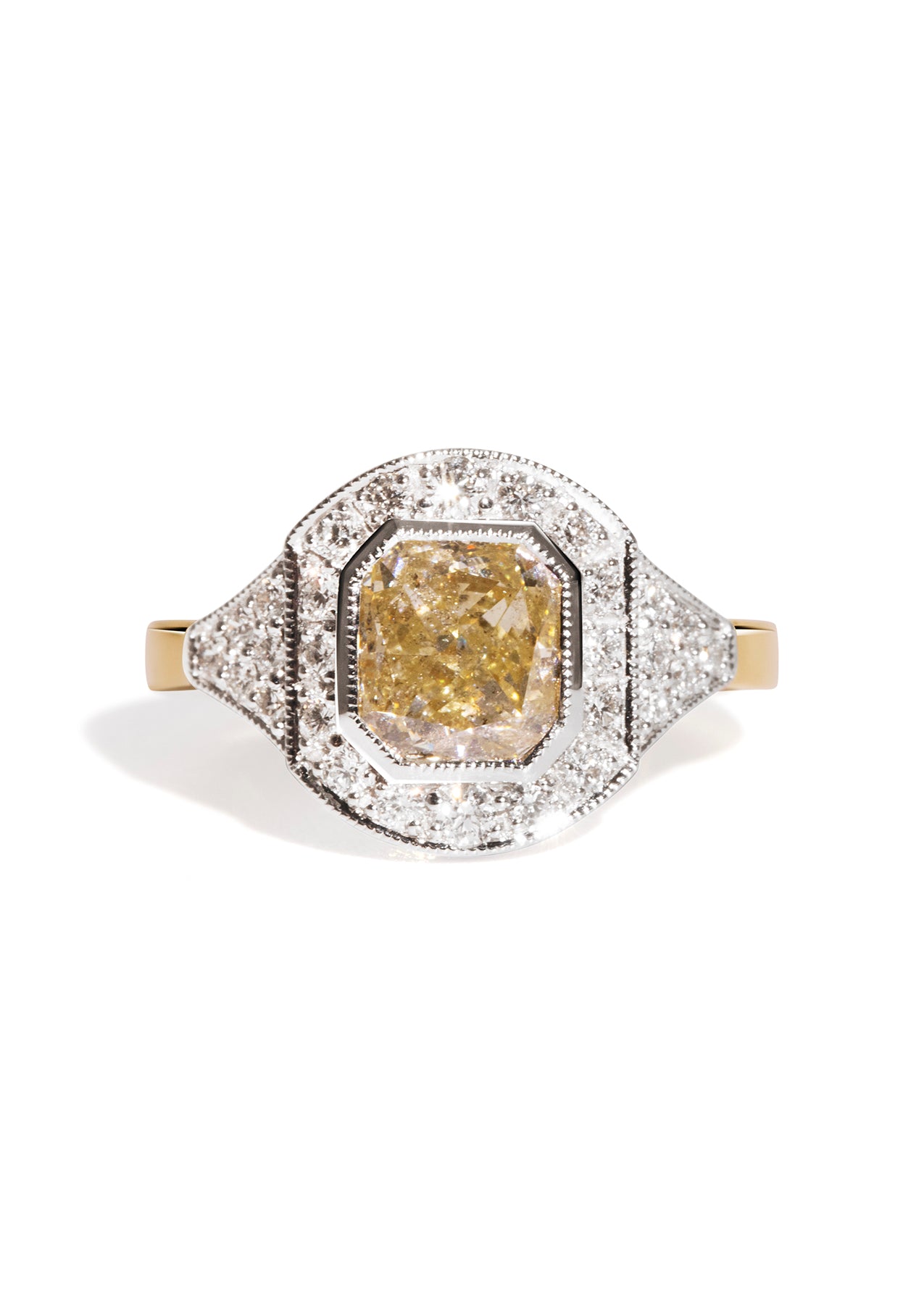 The Ebony Ring with 2.13ct Radiant Yellow Diamond