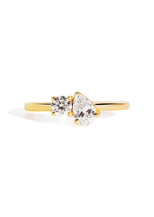 The Toi Et Moi Ring with 0.27ct Round and 0.48ct Pear Cultured Diamond - Molten Store