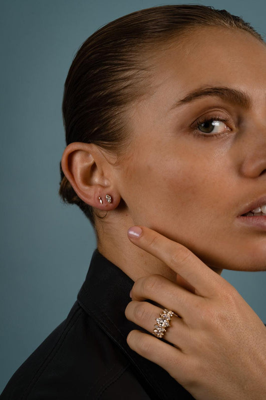 The Solstice Cultured Diamond 9ct Solid Gold Stud Earrings (Pair)