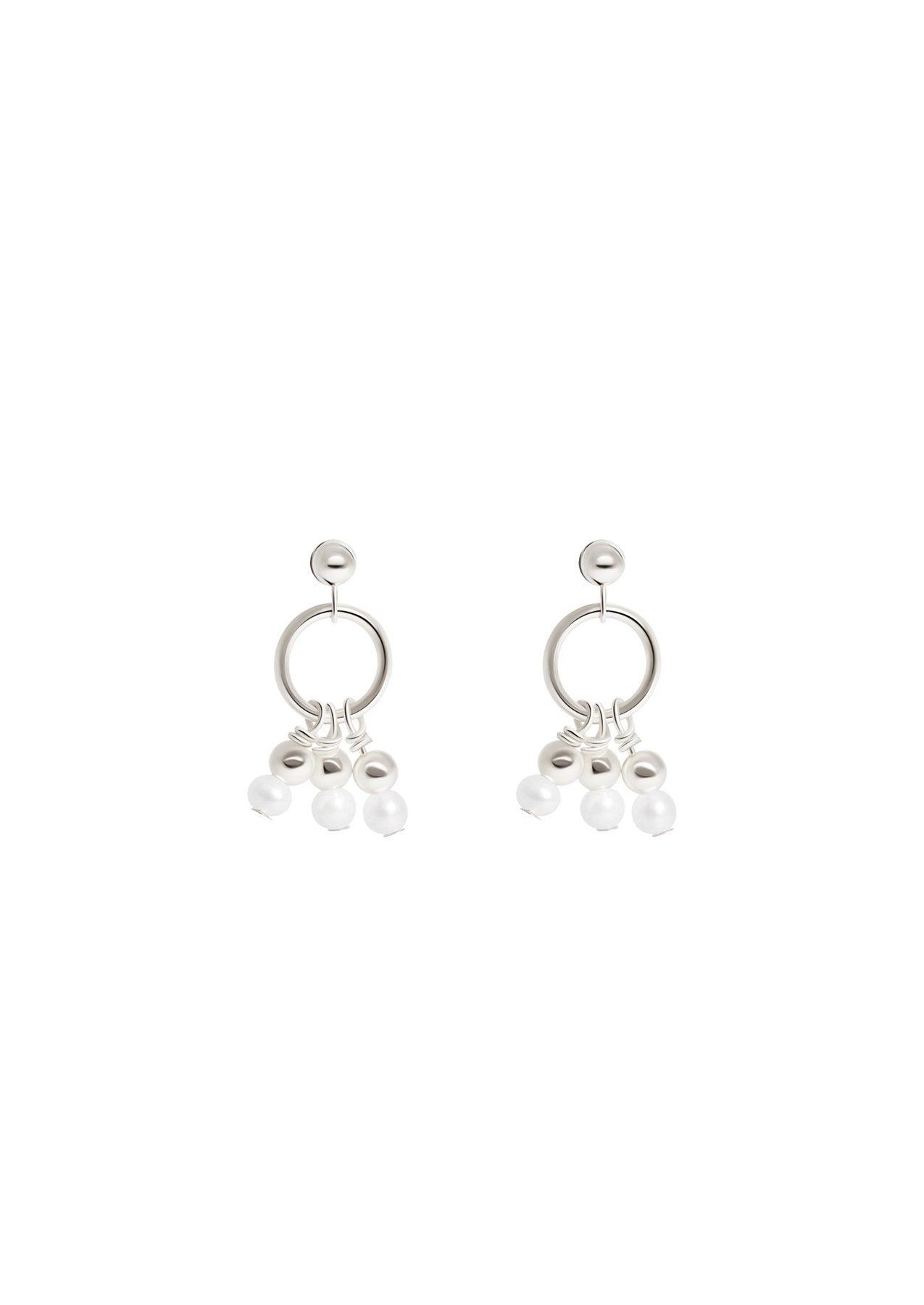 The Silver Pearl Anemone Stud Earrings