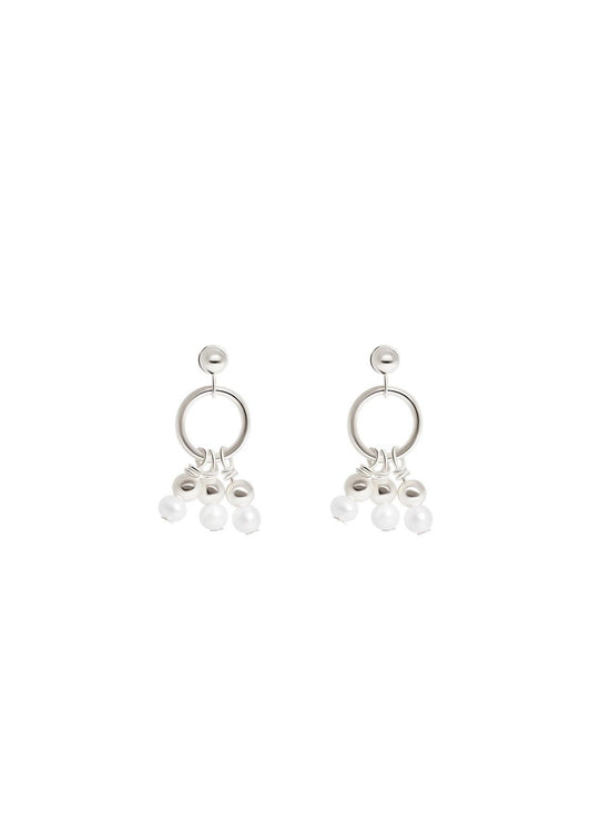 The Silver Pearl Anemone Stud Earrings