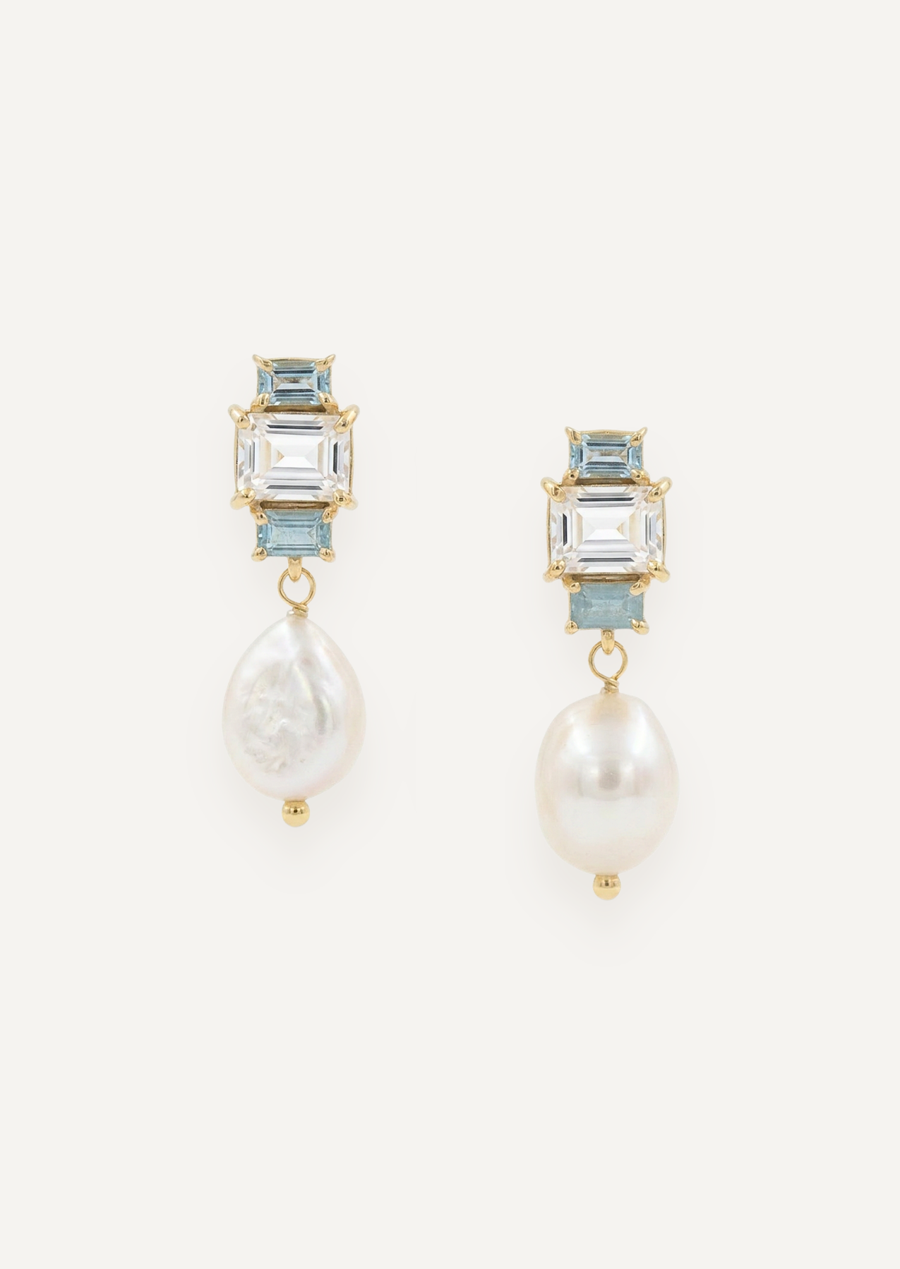 The Carlotta Pearl Drop Earrings in Lagoon