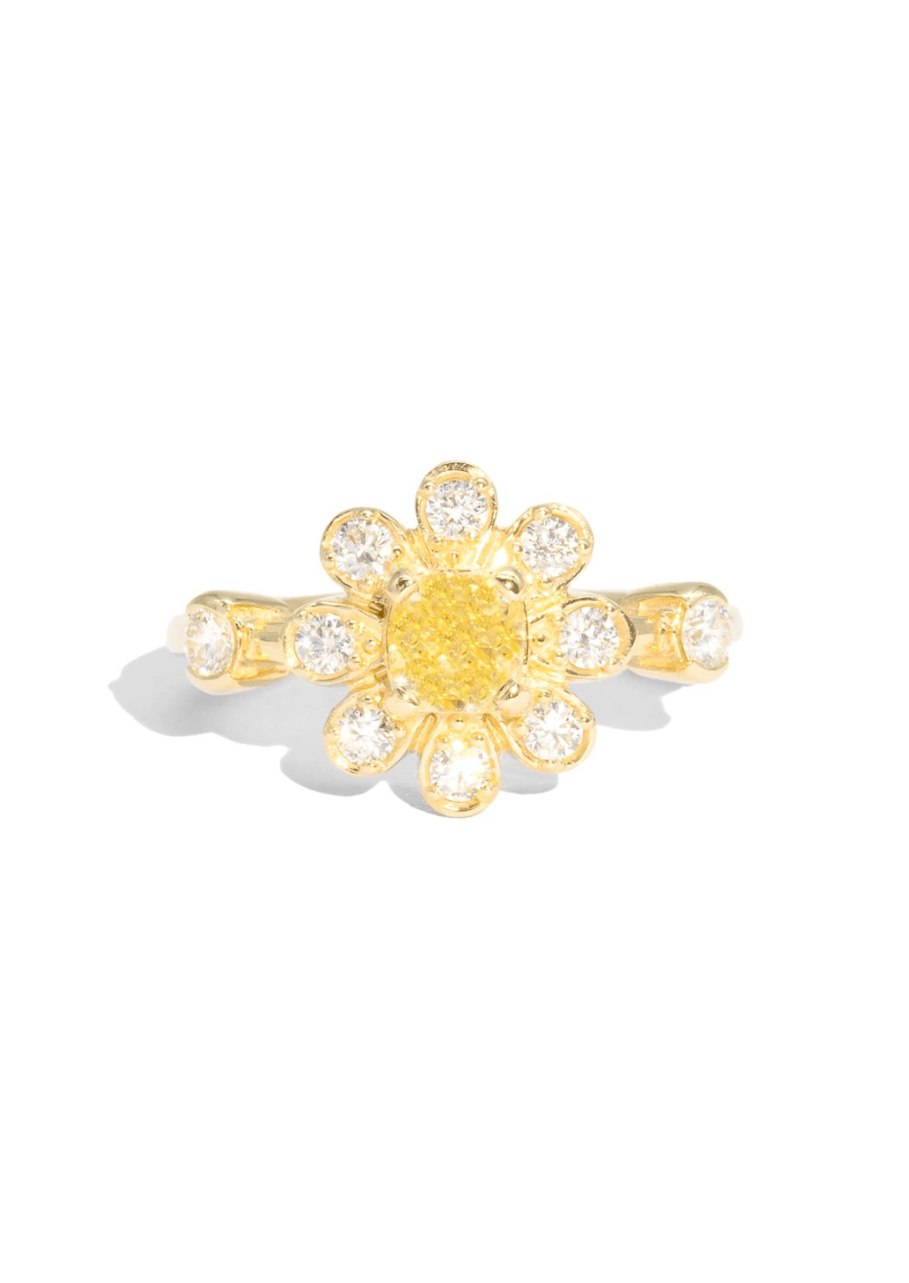 The Flora Ring with 1ct Cushion Yellow Diamond – Molten Store