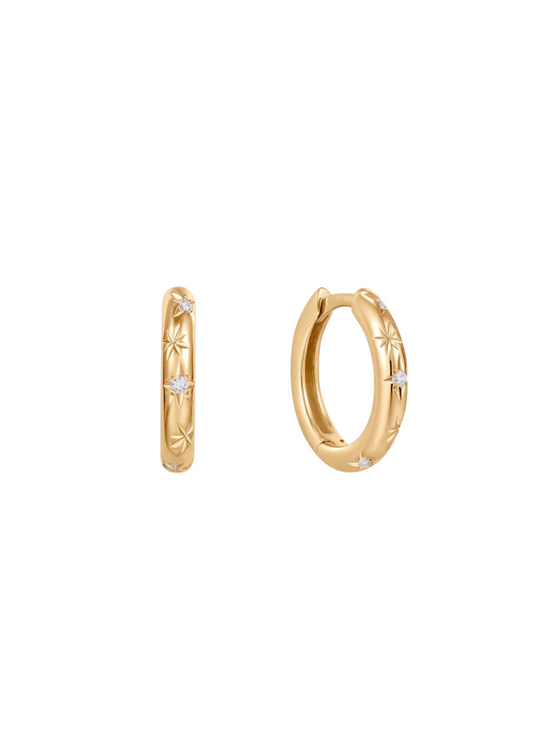 The Cosmos Diamond 14ct Solid Gold Hoop Earrings