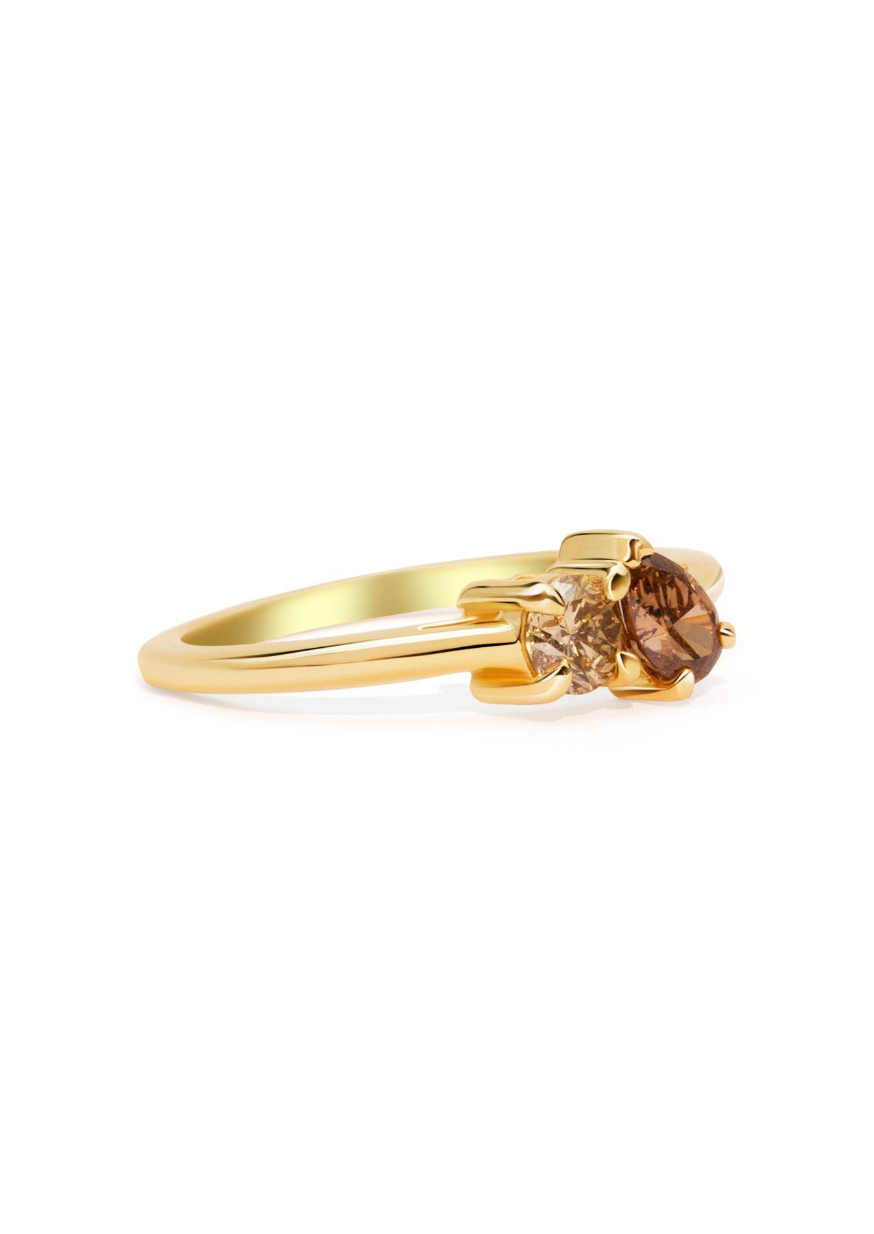 The Toi Et Moi 0.3ct Champagne and 0.37ct Cognac Diamond Ring