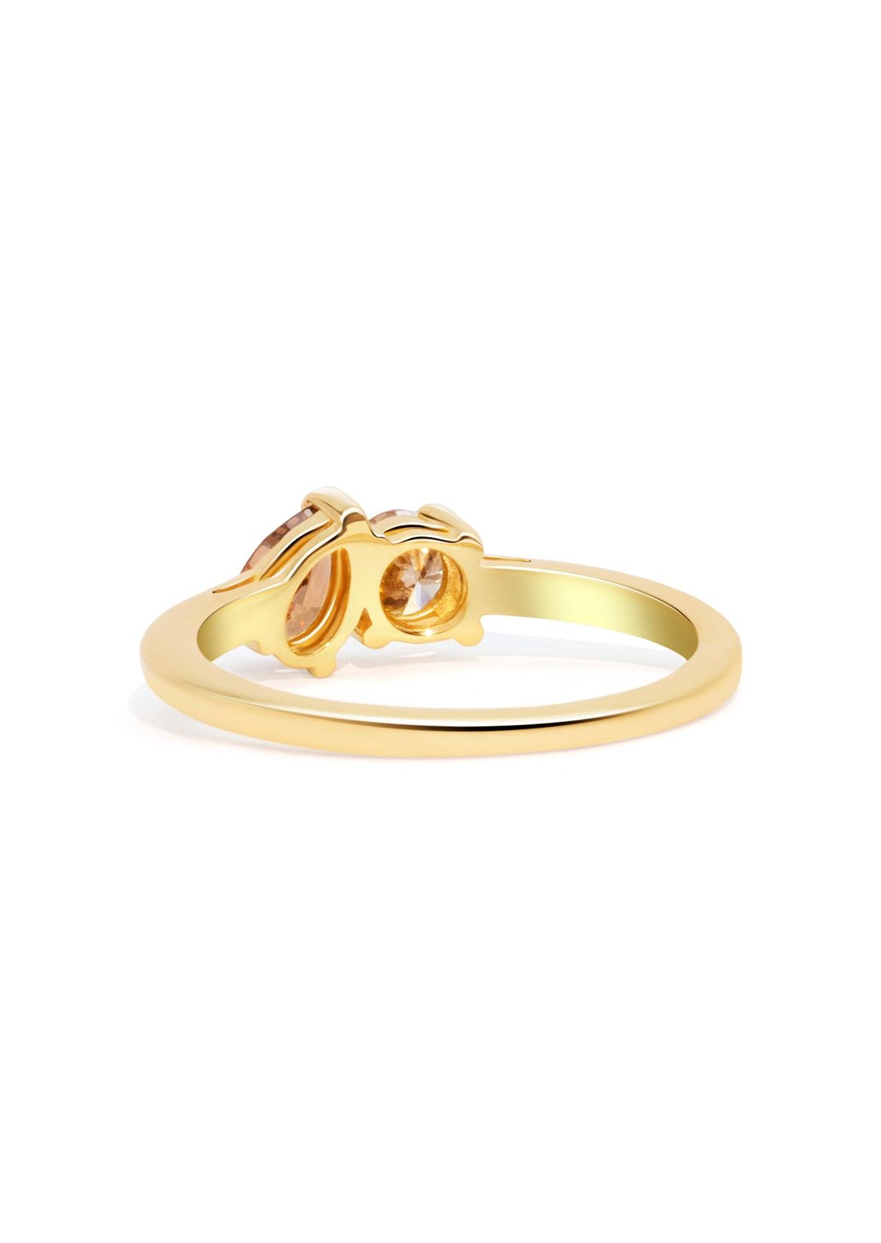 The Toi Et Moi 0.3ct Champagne and 0.37ct Cognac Diamond Ring - Molten Store