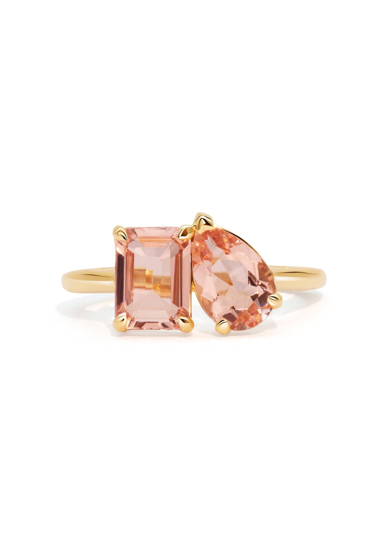 The Toi Et Moi 1.27ct and 1.01ct Morganite Ring - Molten Store