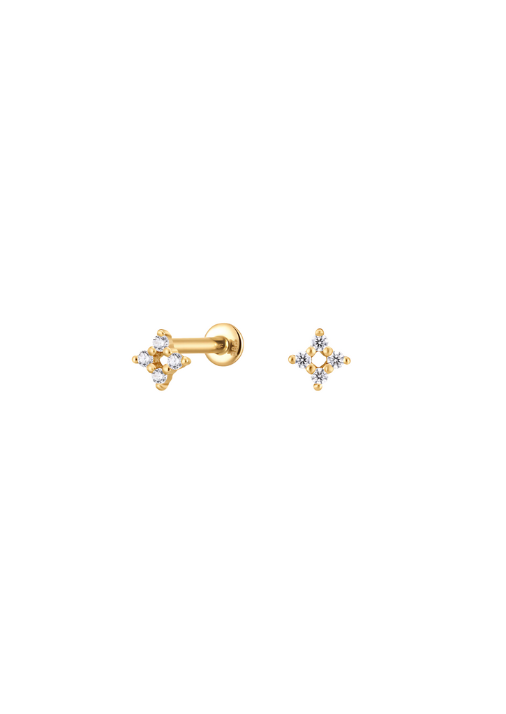 The Starling Diamond 14ct Yellow Gold Labret Stud Earrings
