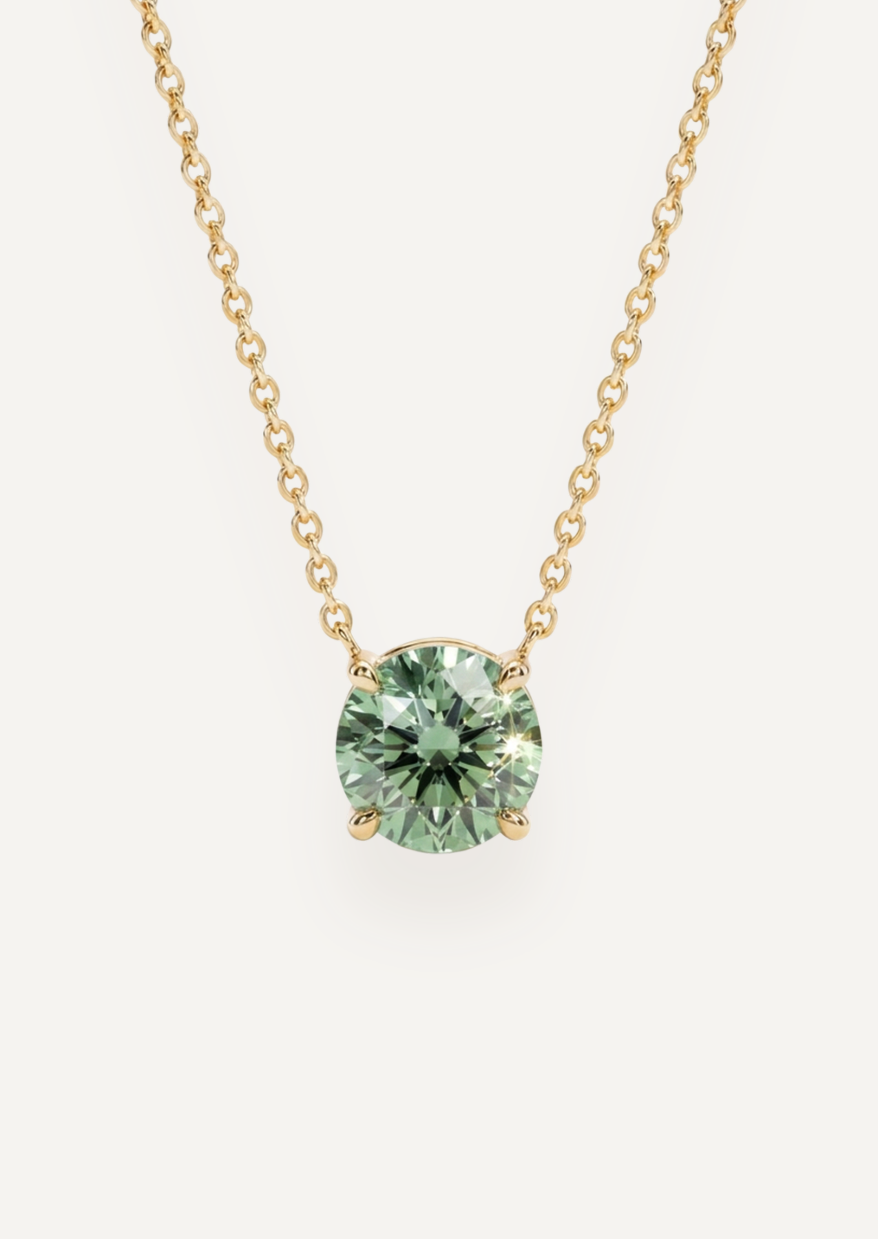The Jasmine 9ct Yellow Gold Necklace with 3.78ct Round Cut Green Tourmaline
