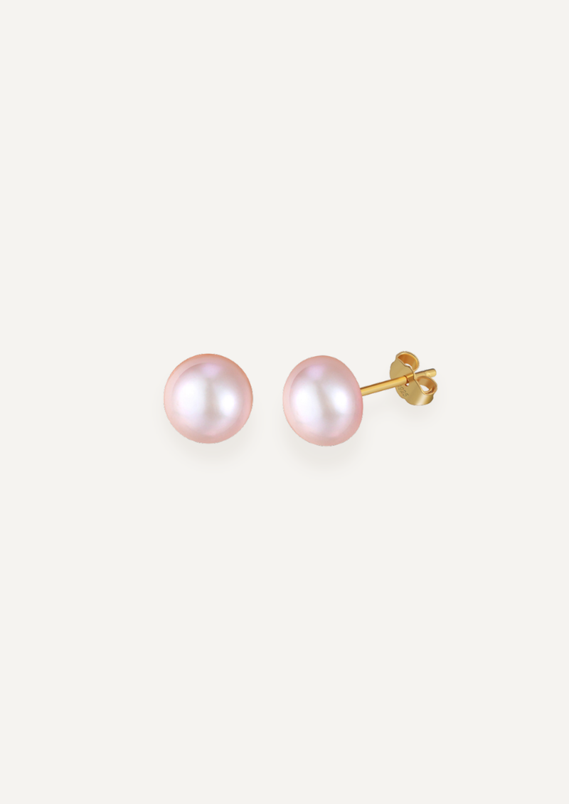 The Prim Gold Vermeil Freshwater Pearl Stud Earrings in Pink