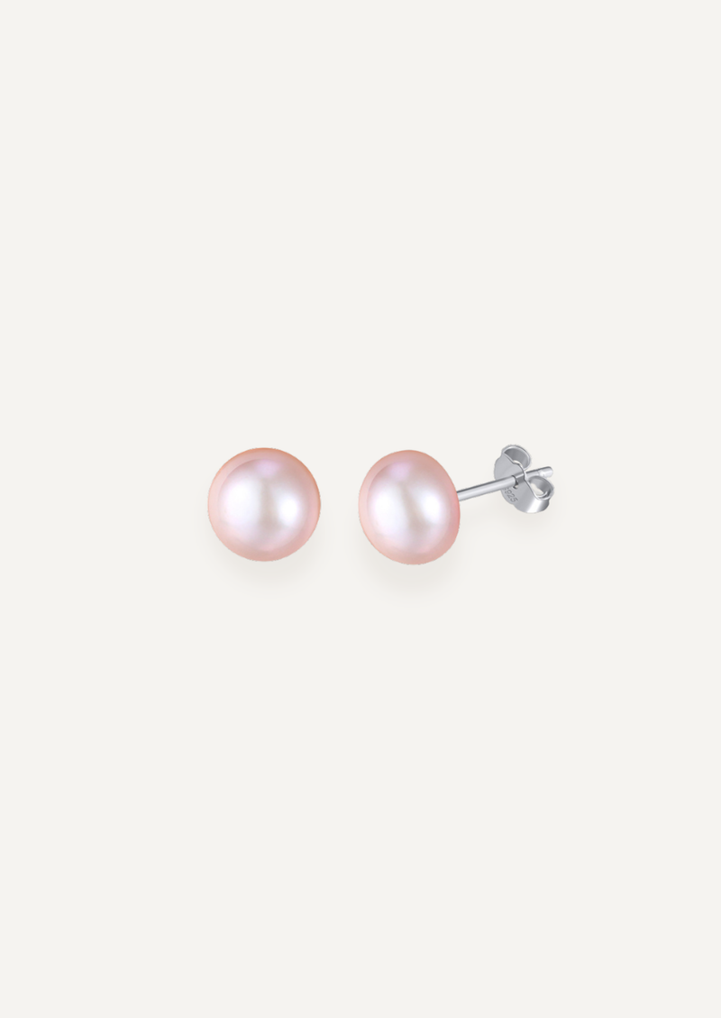 The Prim Sterling Silver Pink Freshwater Pearl Stud Earrings