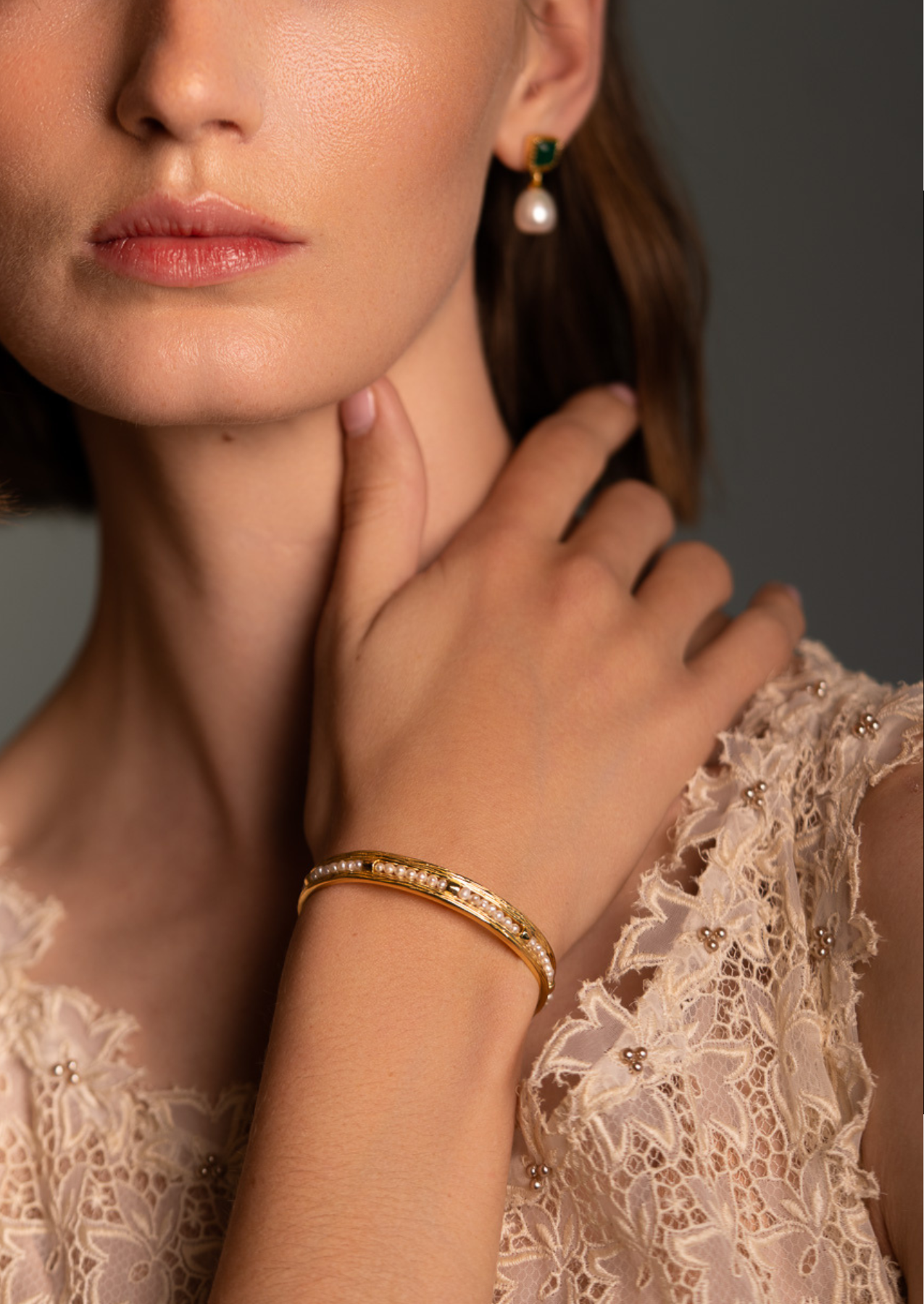 The Amore Pearl 18ct Gold Vermeil Bangle