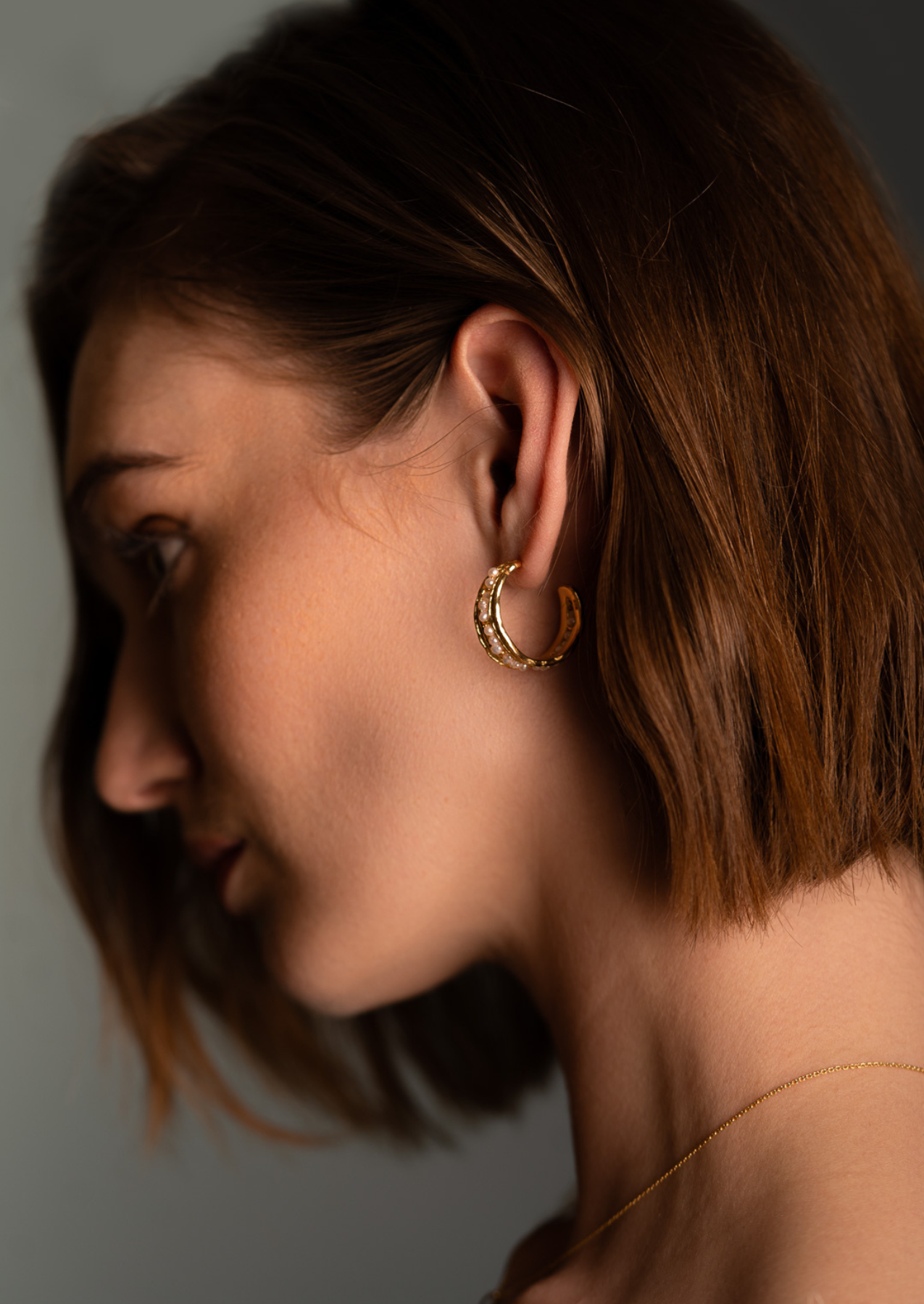 The Amore Pearl 18ct Gold Vermeil Half Hoop Earrings