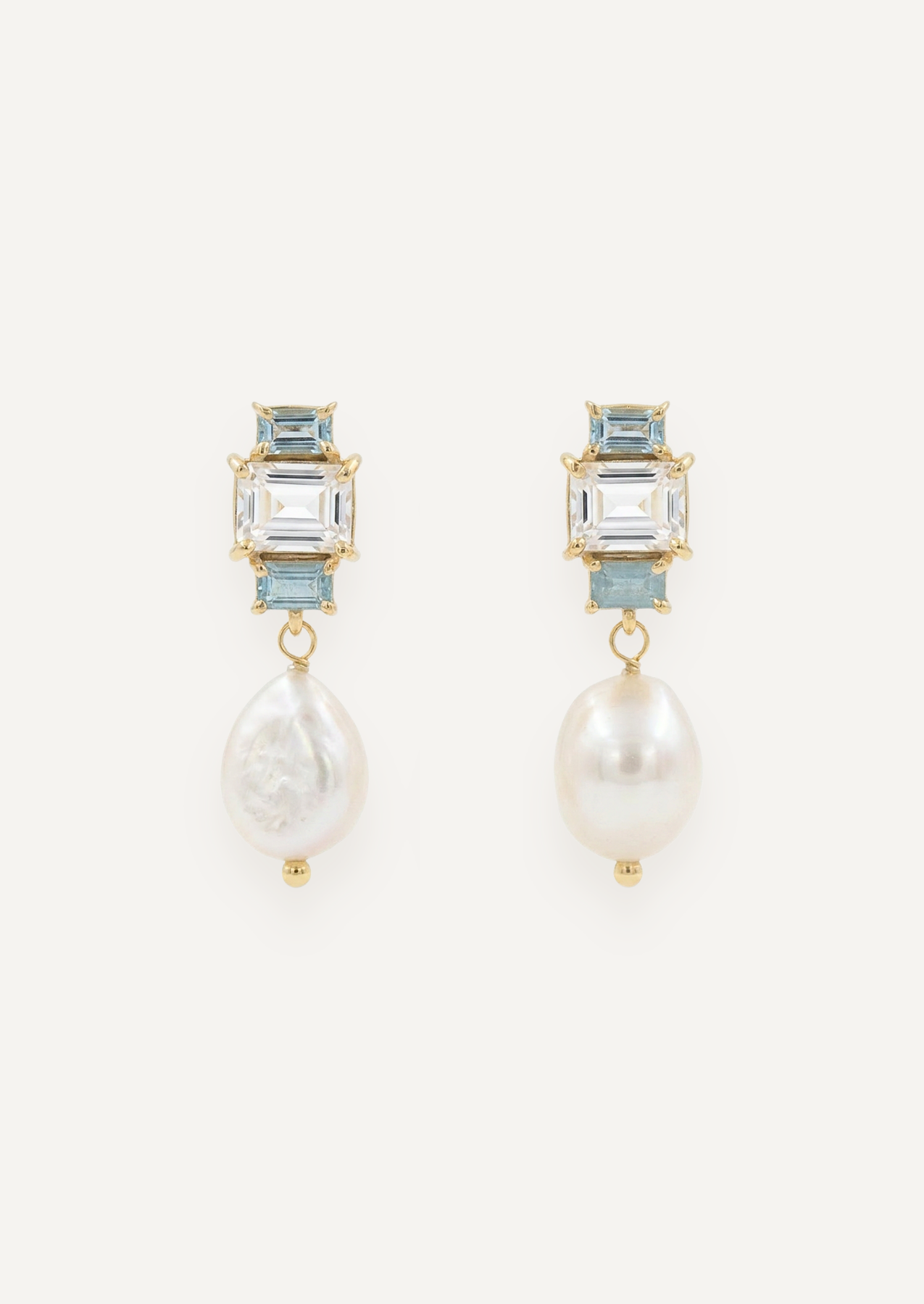 The Carlotta Pearl Drop Earrings in Lagoon