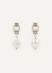 The Carlotta Pearl Drop Earrings in Lagoon