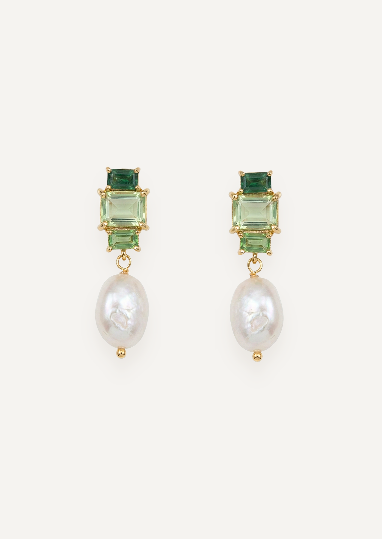 The Carlotta Pearl Drop Earrings in Fern