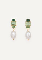 The Carlotta Pearl Drop Earrings in Fern