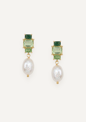 The Carlotta Pearl Drop Earrings in Fern