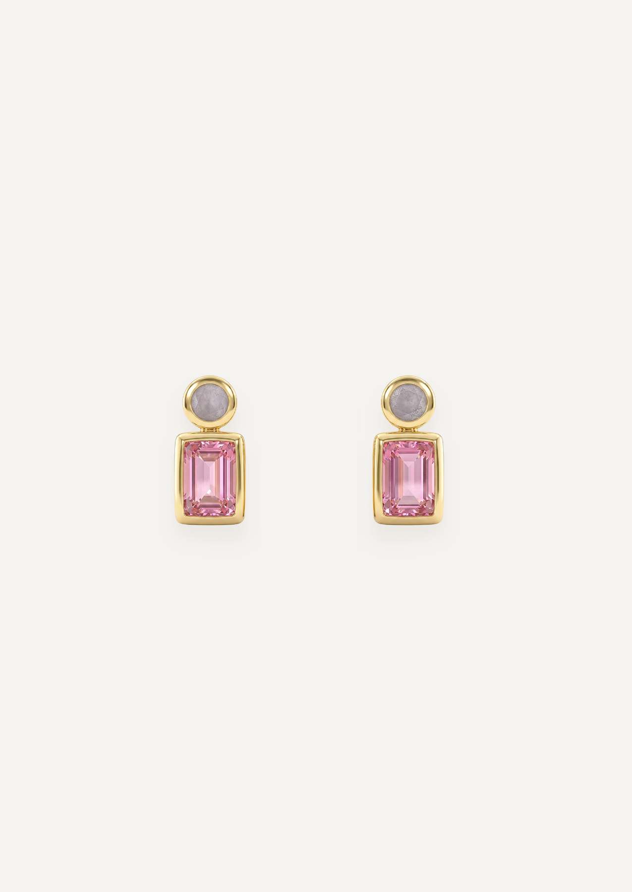 The Lucetta Two Stone Stud Earrings in Hibiscus by Molten Store