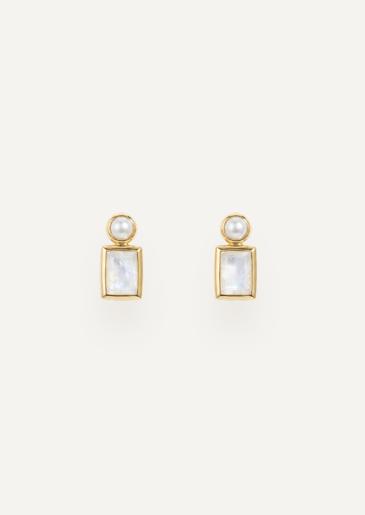 The Lucetta Two Stone Stud Earrings in Pearl by Molten Store