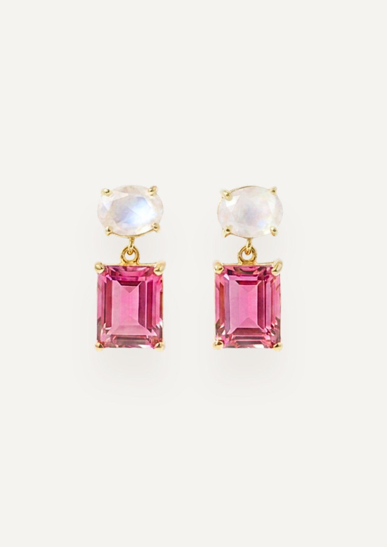 The Serafina Two Stone Drop Earrings in Hibiscus by Molten Store
