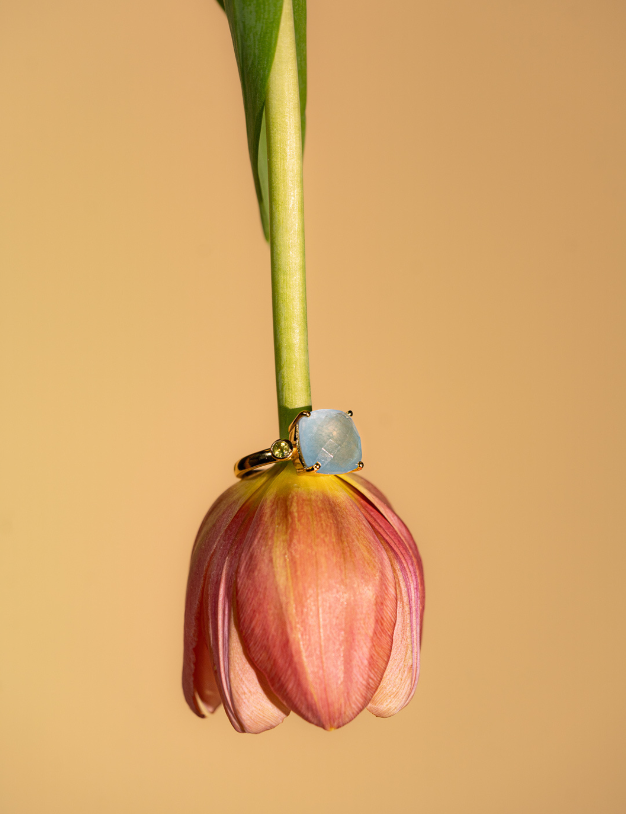 The Serenita Chalcedony & Peridot 18ct Gold Vermeil Ring