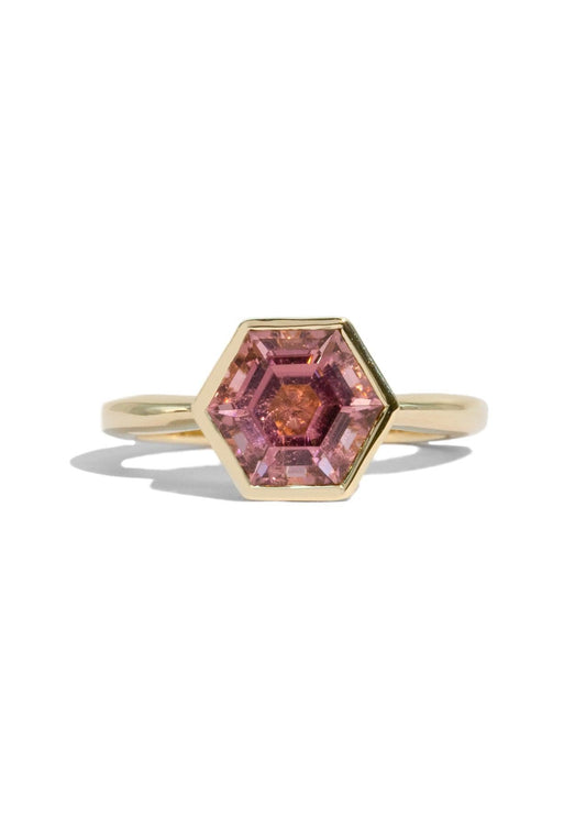 The Isabel Ring with 2.52ct Hexagon Peach Tourmaline - Molten Store