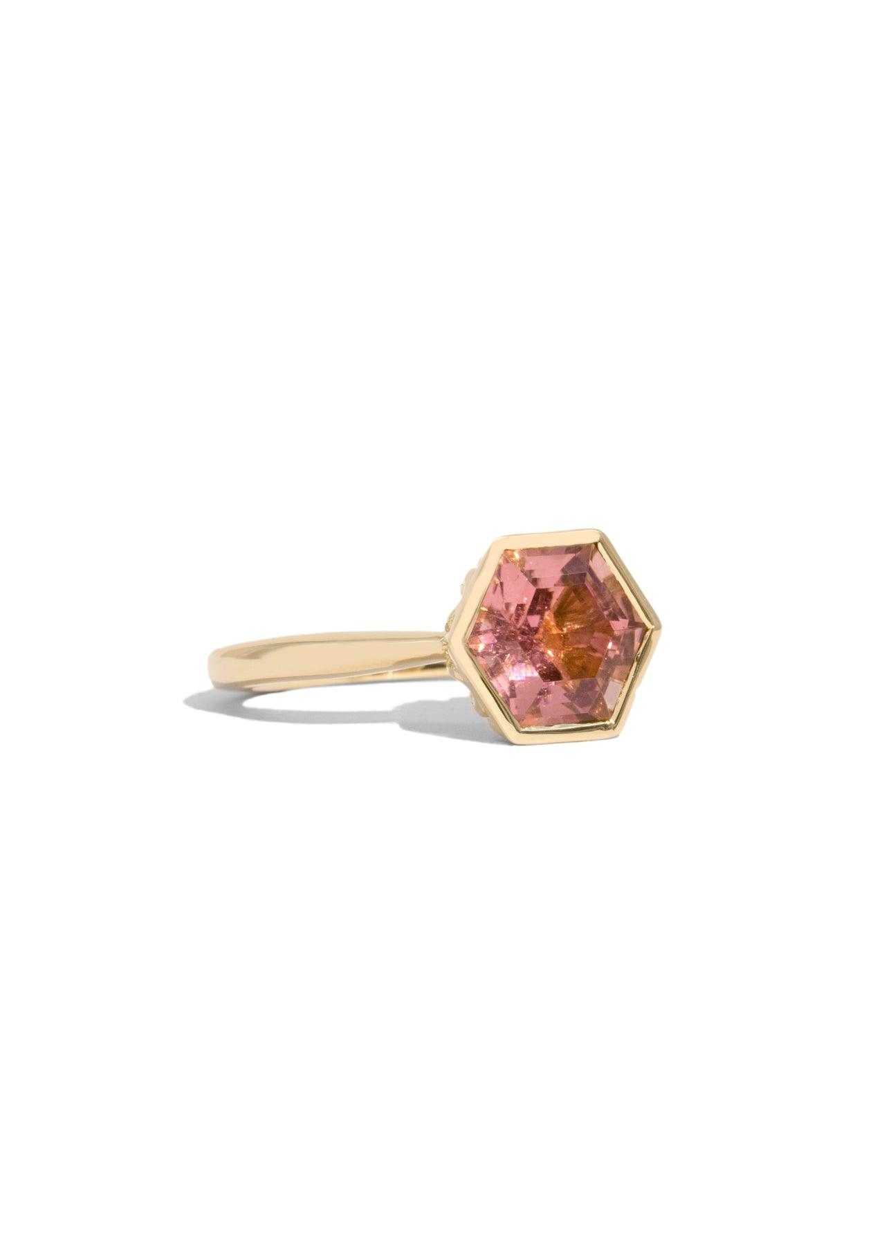 The Isabel Ring with 2.52ct Hexagon Peach Tourmaline - Molten Store