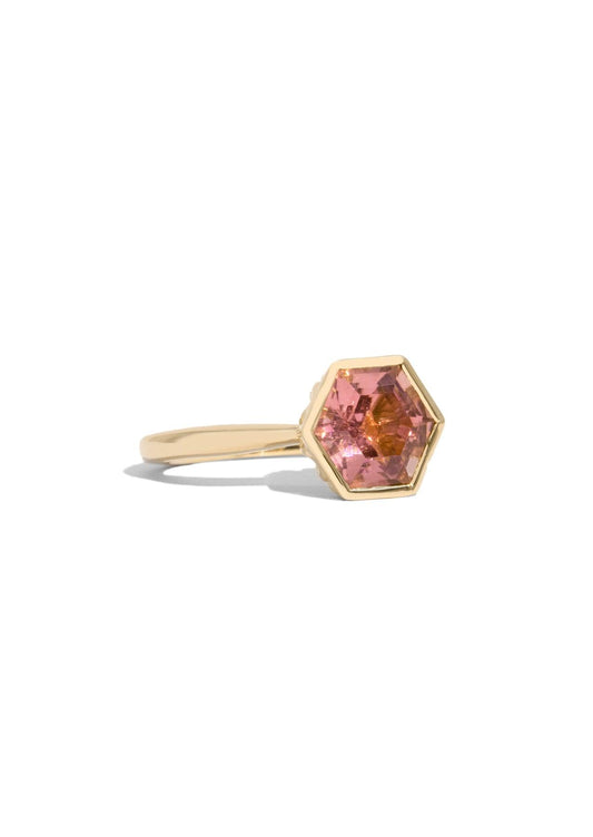 The Isabel Ring with 2.52ct Hexagon Peach Tourmaline