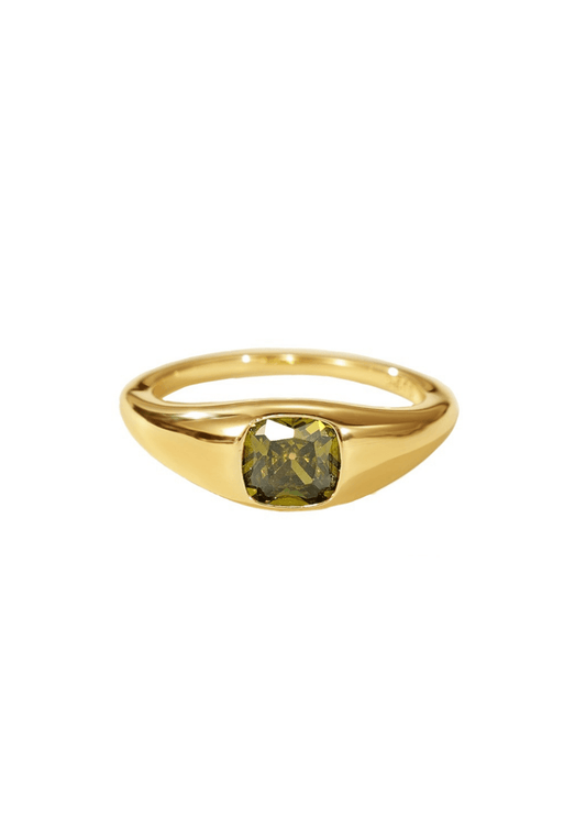 The Tea Party Matcha 14ct Gold Vermeil Signet Ring - Molten Store