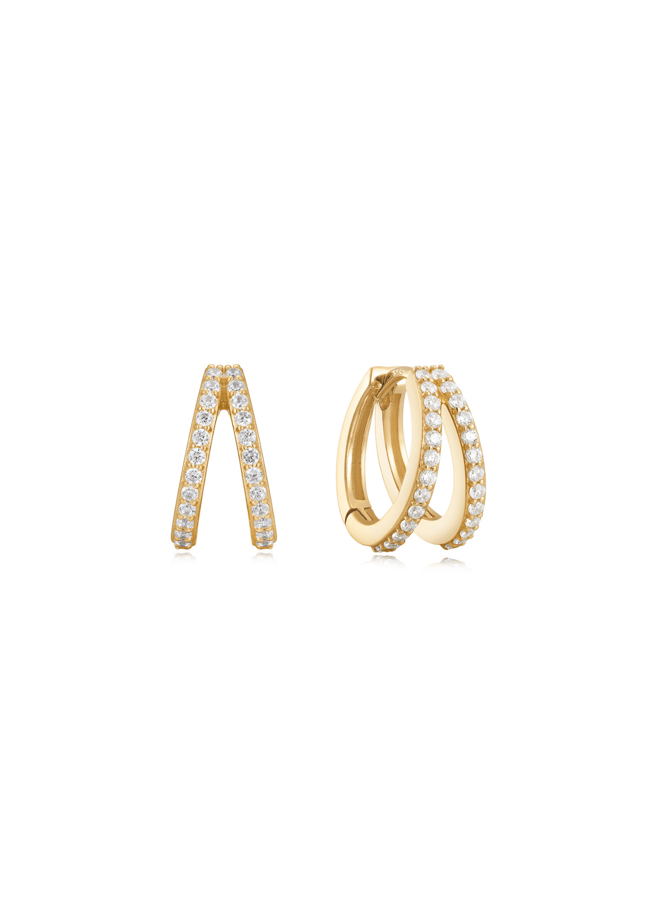 The Whirl Diamond 14ct Solid Gold Hoop Earrings - Molten Store