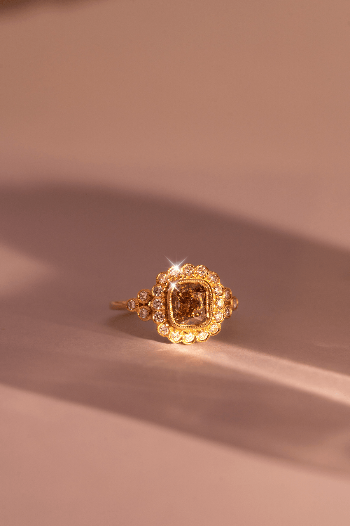The Cosima Ring with 2.67ct Cushion Cognac Diamond - Molten Store
