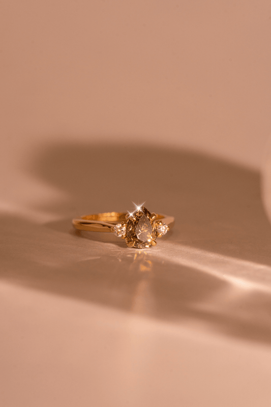 The Ada Ring with 1.84ct Pear Cognac Diamond - Molten Store