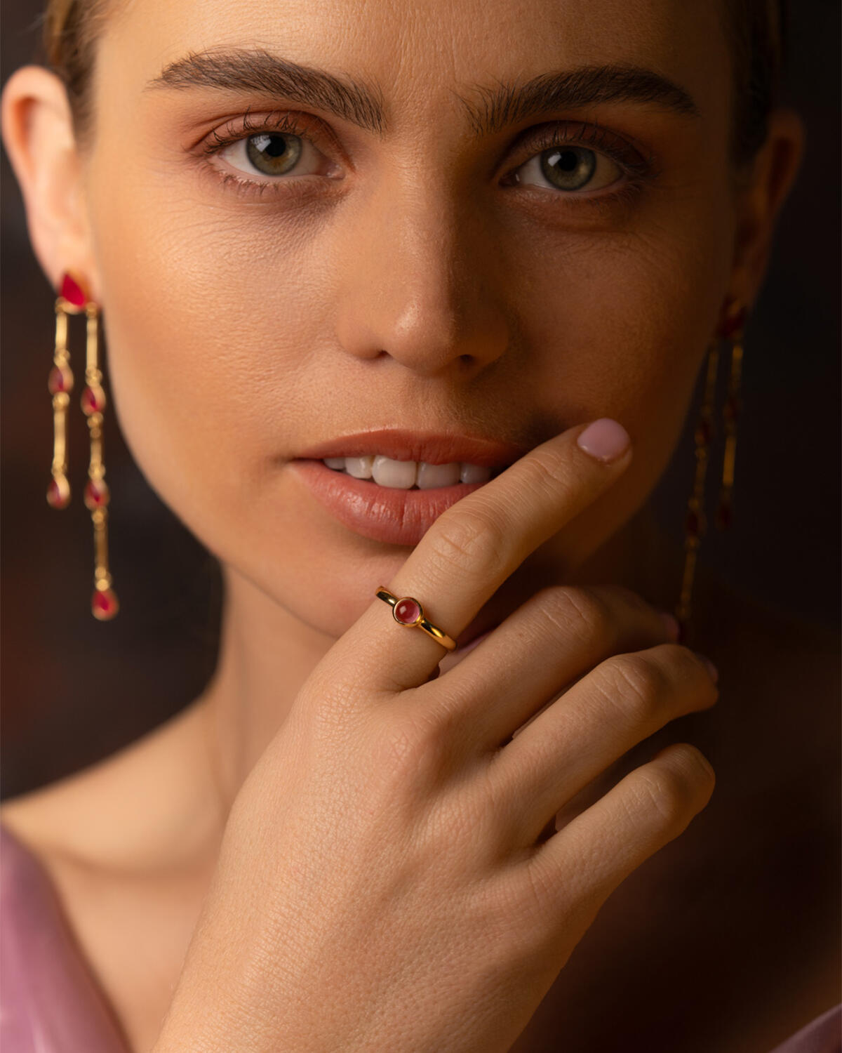 The Vesta Pink Tourmaline 18ct Gold Vermeil Ring