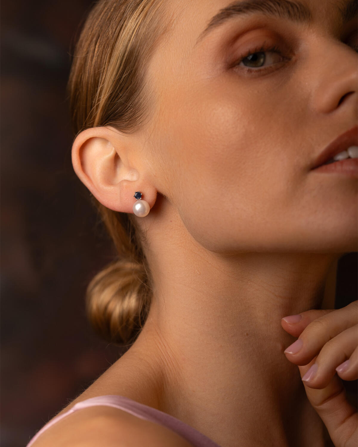 The Diana Sapphire and Pearl Silver Stud Earrings