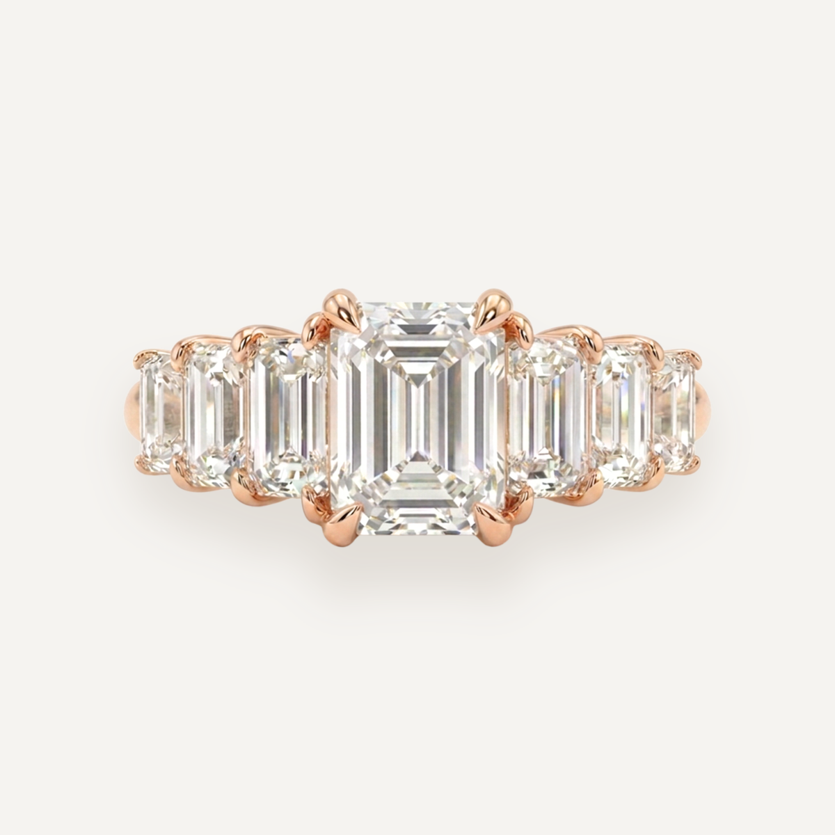 The Banks Multi Stone Ring — Emerald — Rose gold