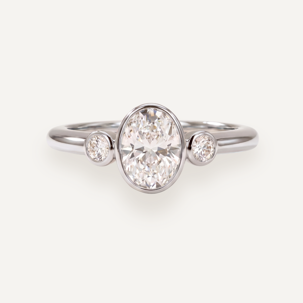The Beatrice Three-Stone Ring in Platinum