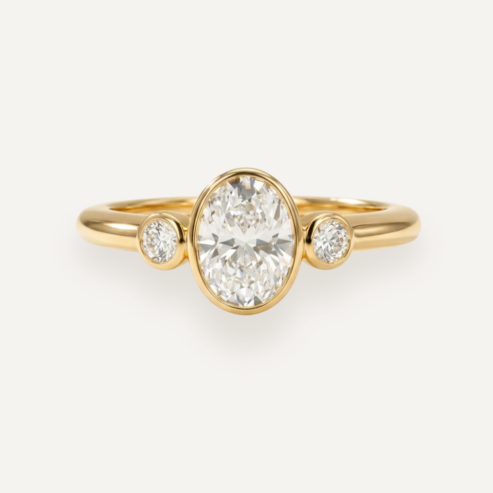 The Beatrice Three-Stone Ring in Yellow gold
