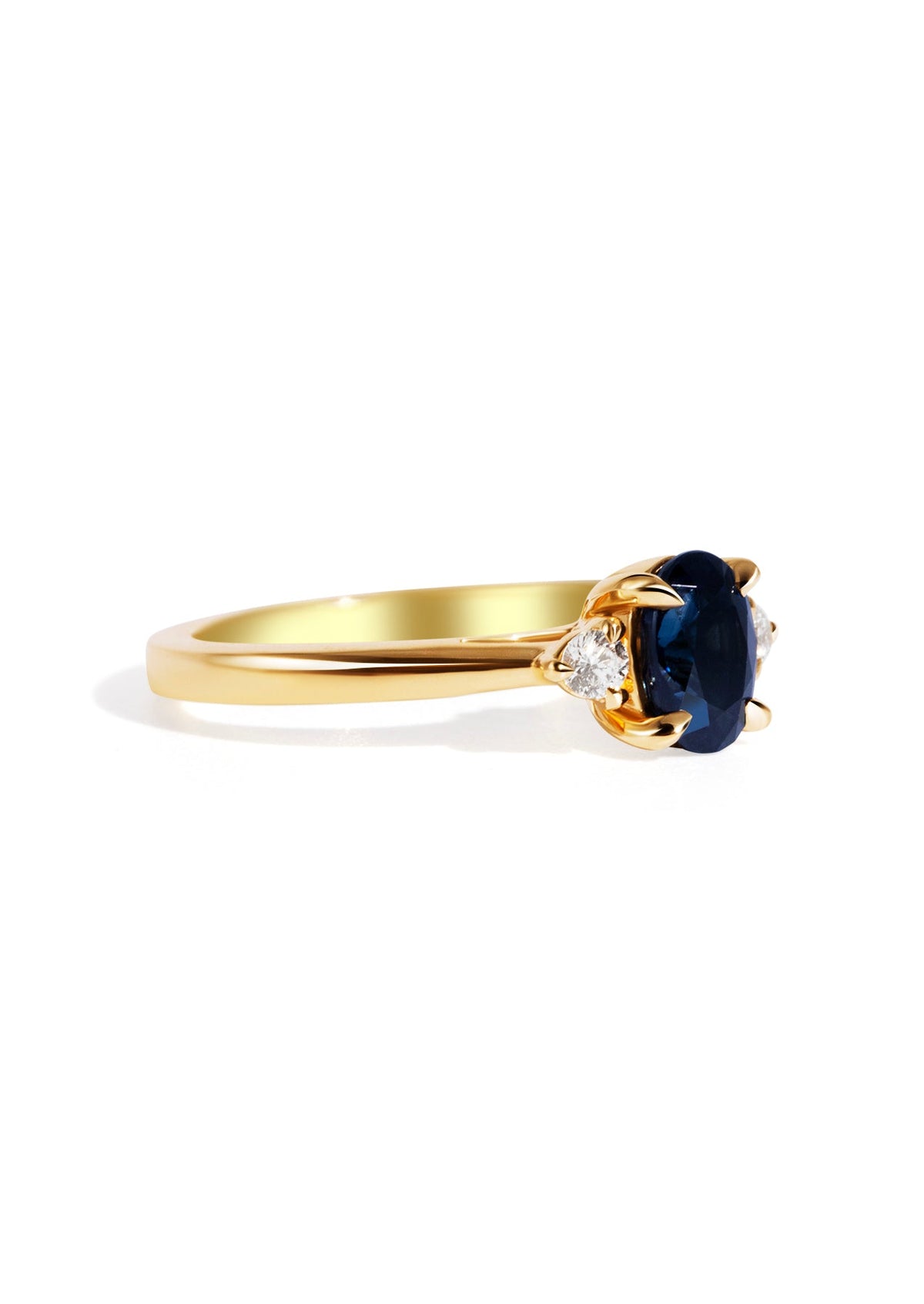 The Ada Ring with Oval Blue Sapphire design detail