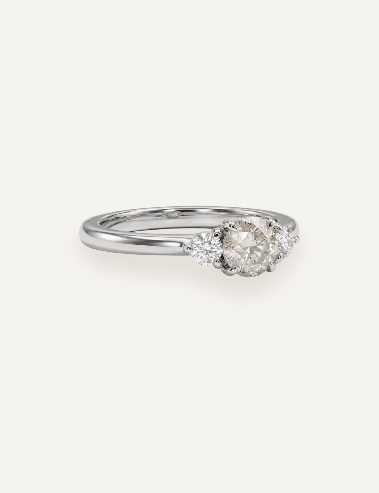 The Ada Ring with 1.01ct Round Salt and Pepper Diamond & .22ct Round White Diamonds (1.23ct TDW) - Molten Store
