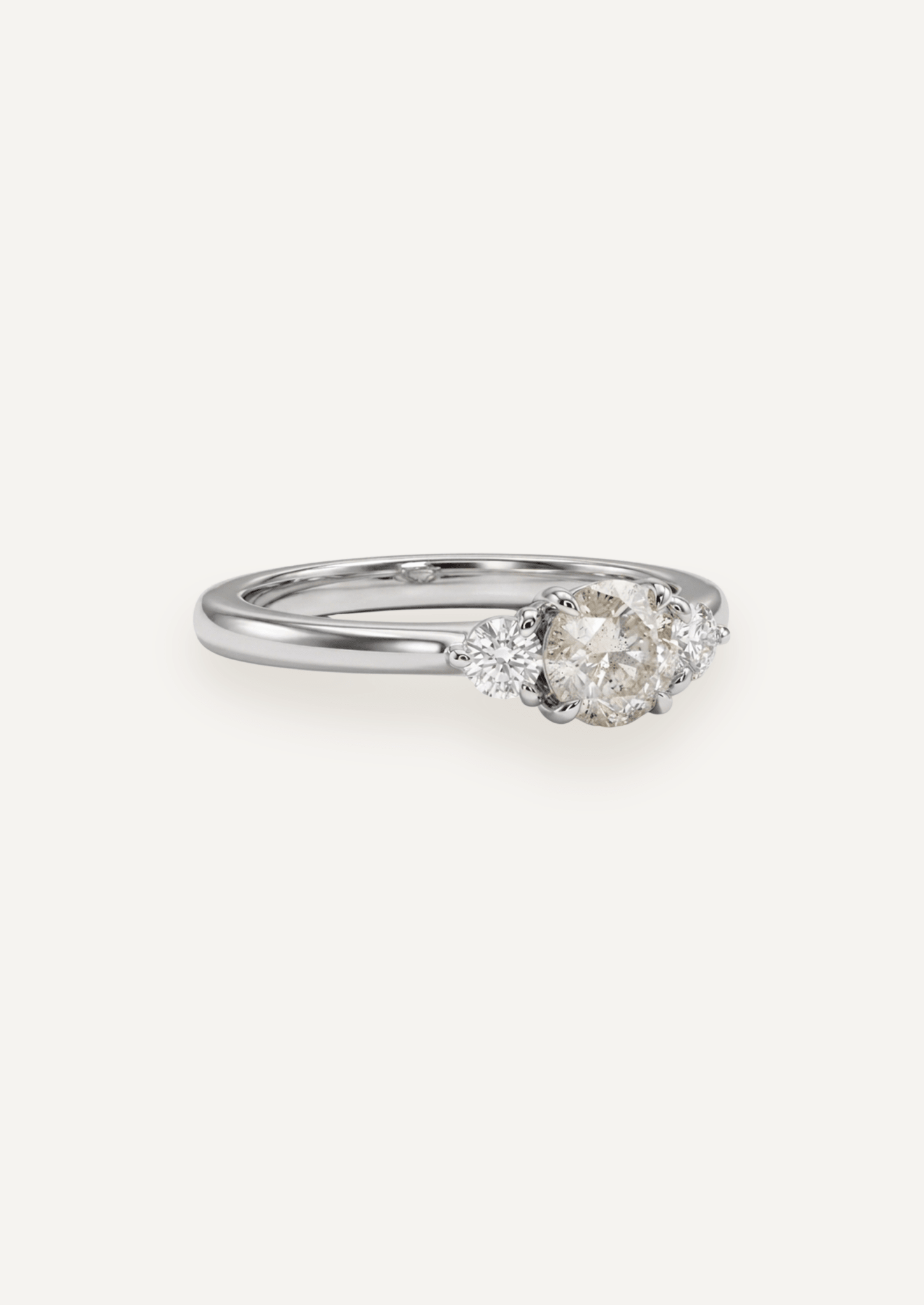The Ada Ring with 1.01ct Round Salt and Pepper Diamond & .22ct Round White Diamonds (1.23ct TDW) - Molten Store