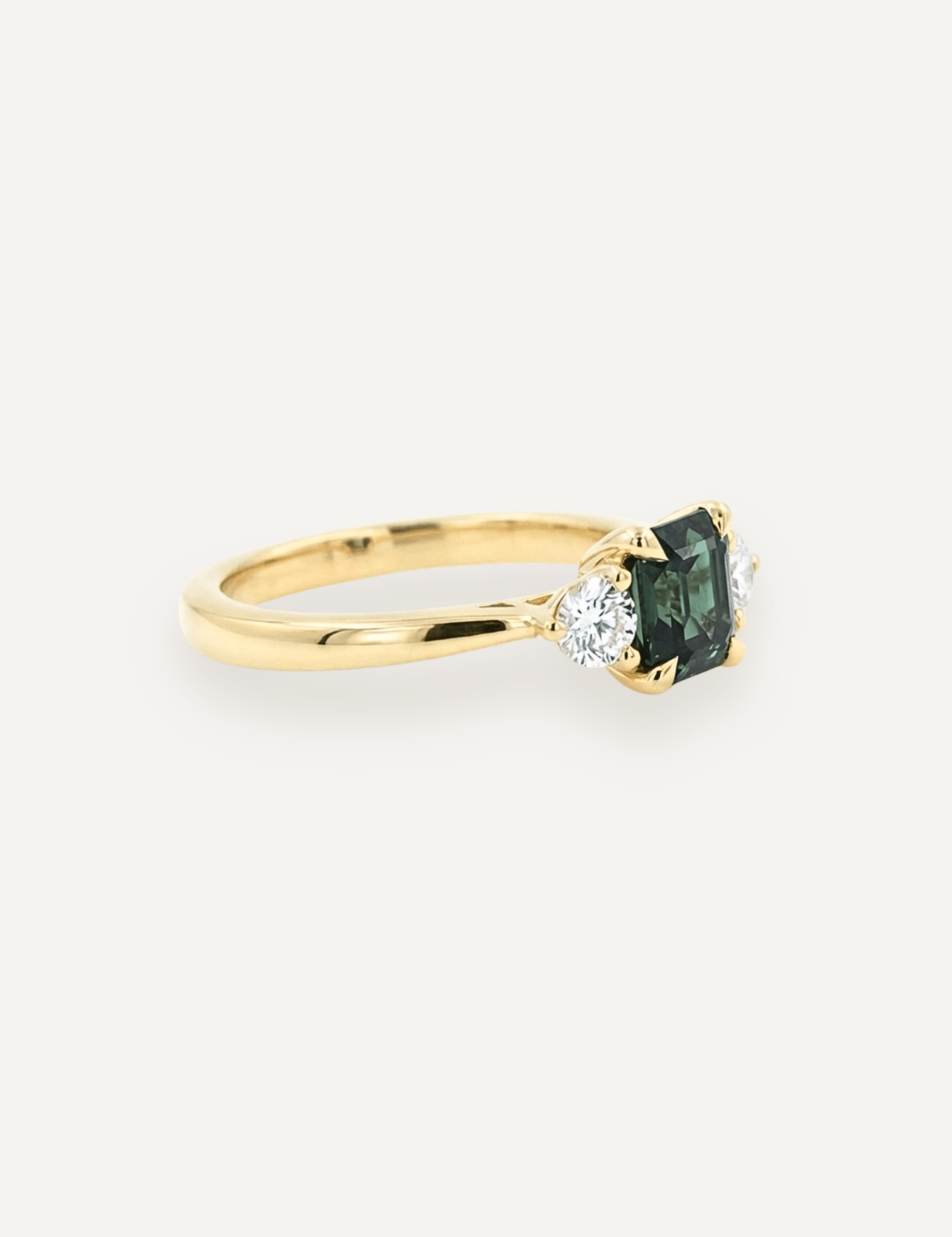The Ada Ring with 1.28ct Emerald Cut Green Sapphire (1.59ct TCW) - Molten Store