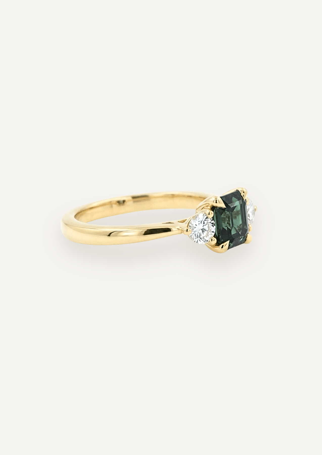 The Ada Ring with 1.28ct Emerald Cut Green Sapphire (1.59ct TCW) - Molten Store