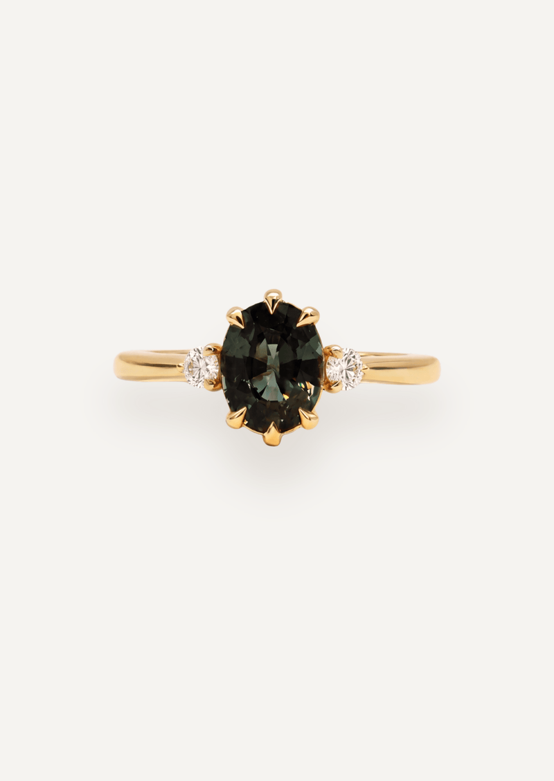The Ada Ring with Oval Green Sapphire